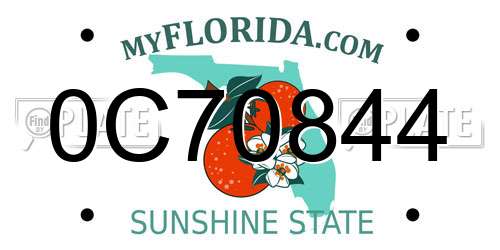 0C70844 Florida License Plate