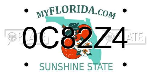 0C82Z4 Florida License Plate