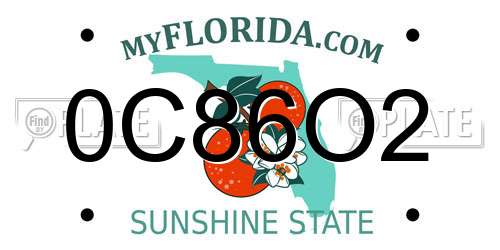 0C86O2 Florida License Plate