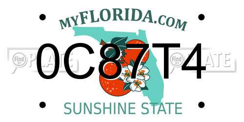 0C87T4 Florida License Plate