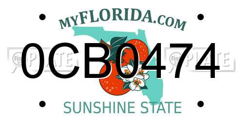0CB0474 Florida License Plate