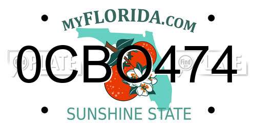 0CBO474 Florida License Plate
