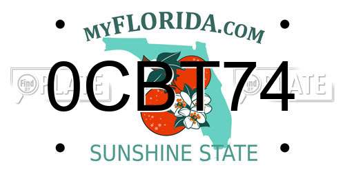 0CBT74 Florida License Plate