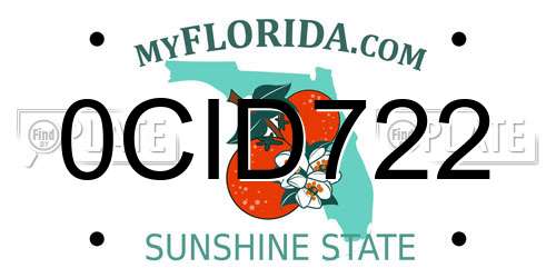 0CID722 Florida License Plate