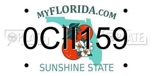 0CII159 Florida License Plate