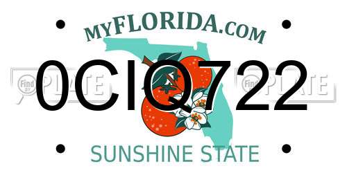0CIQ722 Florida License Plate