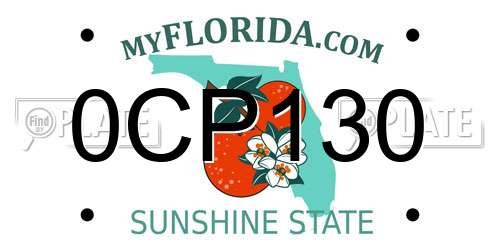 0CP130 Florida License Plate