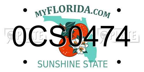 0CS0474 Florida License Plate