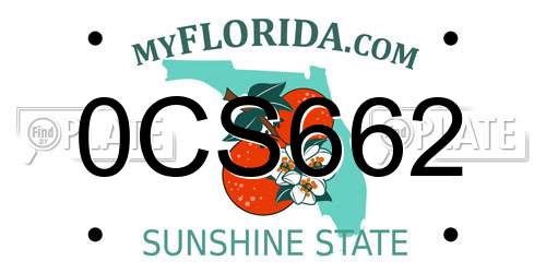 0CS662 Florida License Plate