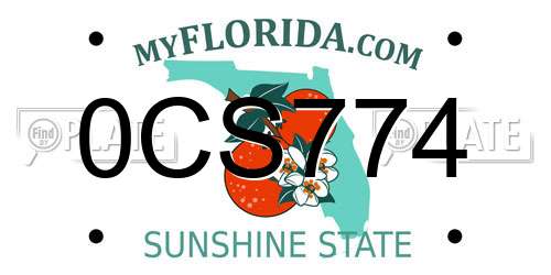 0CS774 Florida License Plate