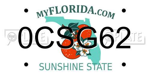 0CSG62 Florida License Plate