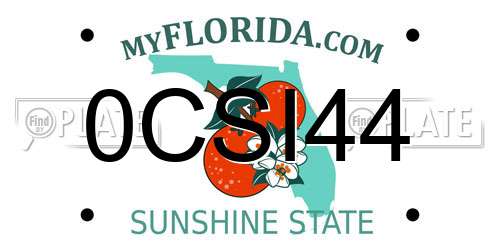 0CSI44 Florida License Plate