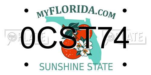 0CST74 Florida License Plate