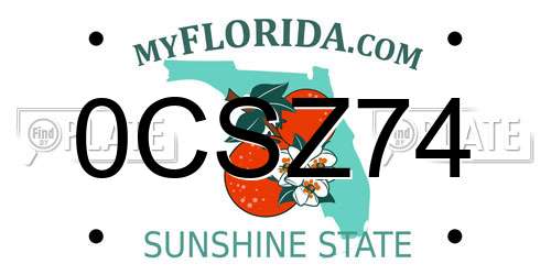 0CSZ74 Florida License Plate