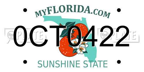 0CT0422 Florida License Plate