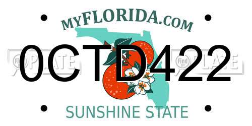 0CTD422 Florida License Plate