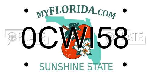 0CWI58 Florida License Plate