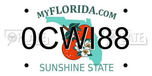 0CWI88 Florida License Plate