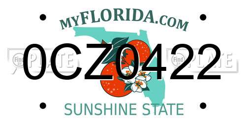 0CZ0422 Florida License Plate