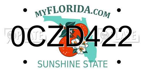 0CZD422 Florida License Plate