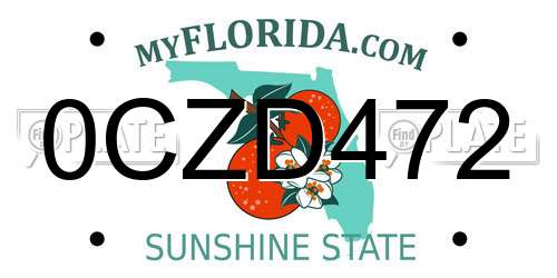 0CZD472 Florida License Plate