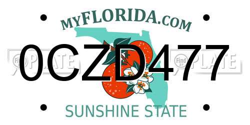 0CZD477 Florida License Plate