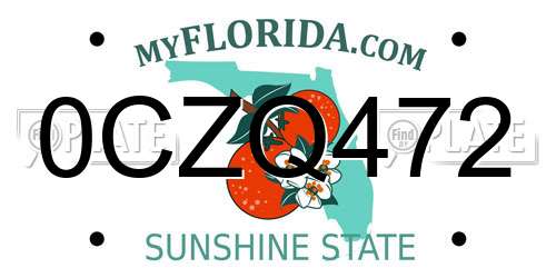 0CZQ472 Florida License Plate