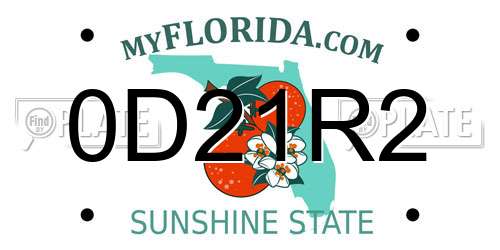 0D21R2 Florida License Plate