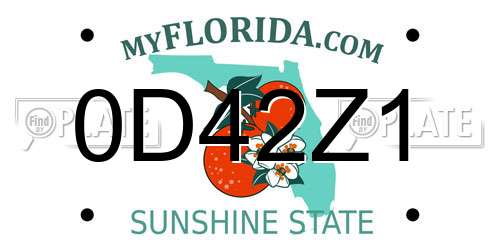0D42Z1 Florida License Plate