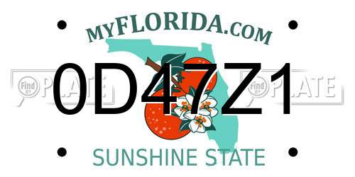 0D47Z1 Florida License Plate