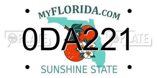 0DA221 Florida License Plate
