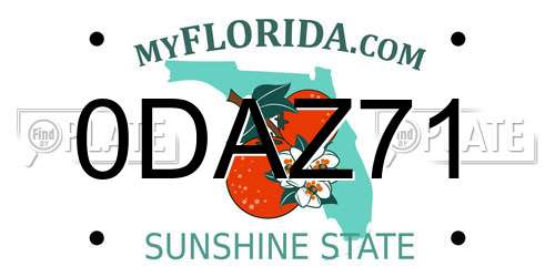 0DAZ71 Florida License Plate