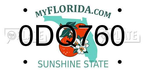 0DQ760 Florida License Plate
