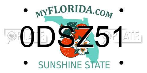 0DSZ51 Florida License Plate