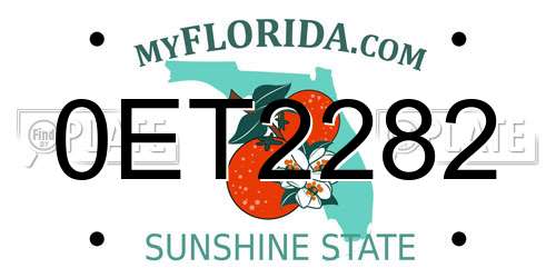 0ET2282 Florida License Plate