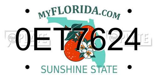 0ET7624 Florida License Plate