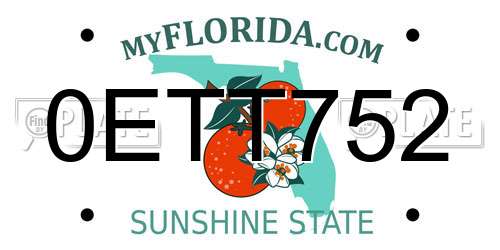 0ETT752 Florida License Plate