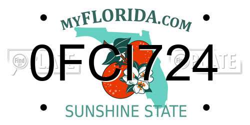 0FCI724 Florida License Plate