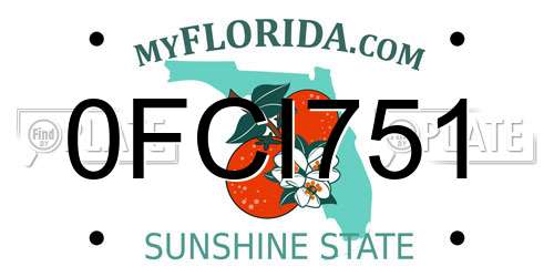 0FCI751 Florida License Plate