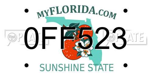 0FF523 Florida License Plate