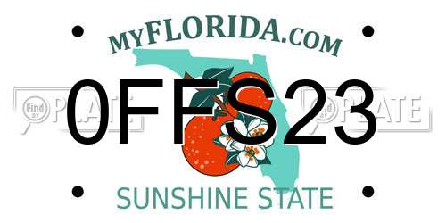 0FFS23 Florida License Plate