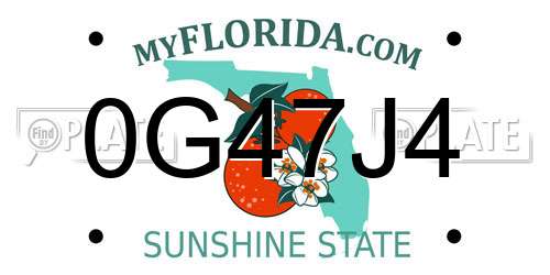 0G47J4 Florida License Plate