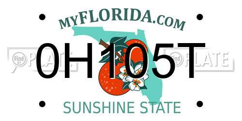 0H105T Florida License Plate