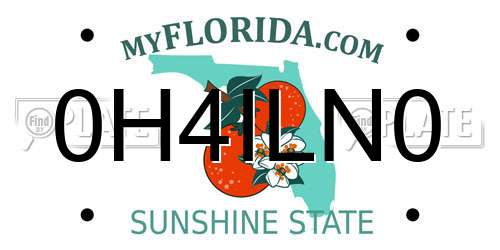0H4ILN0 Florida License Plate