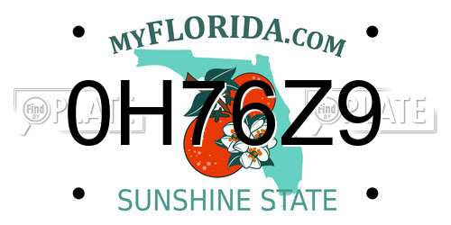 0H76Z9 Florida License Plate