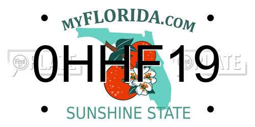 0HHF19 Florida License Plate