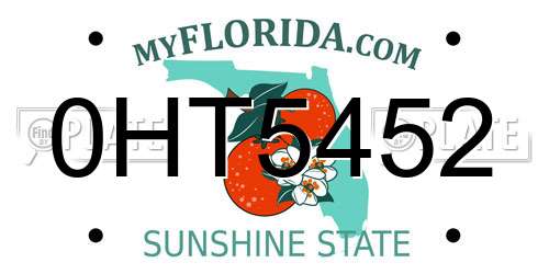 0HT5452 Florida License Plate