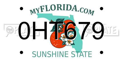 0HT679 Florida License Plate