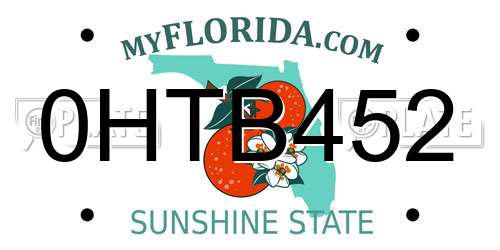 0HTB452 Florida License Plate
