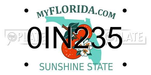 0IN235 Florida License Plate